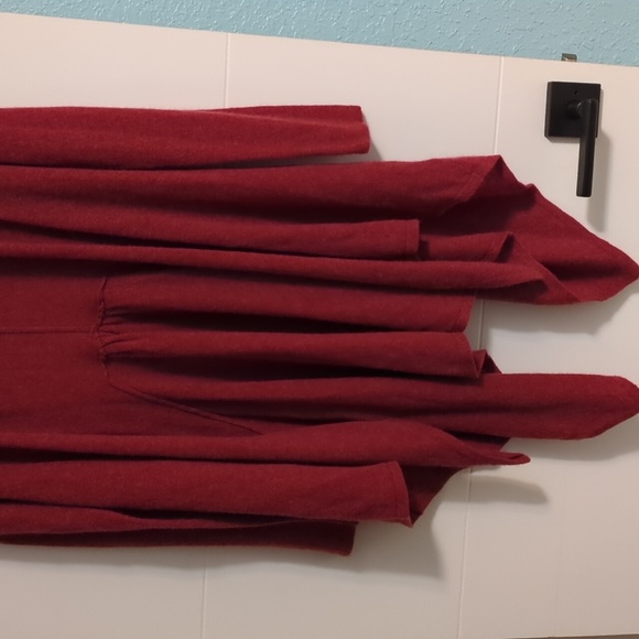 Claudia Nichole Red Maroon Cashmere Open Front Asymmetrical Fall Boho Cardigan S - Picture 2 of 5